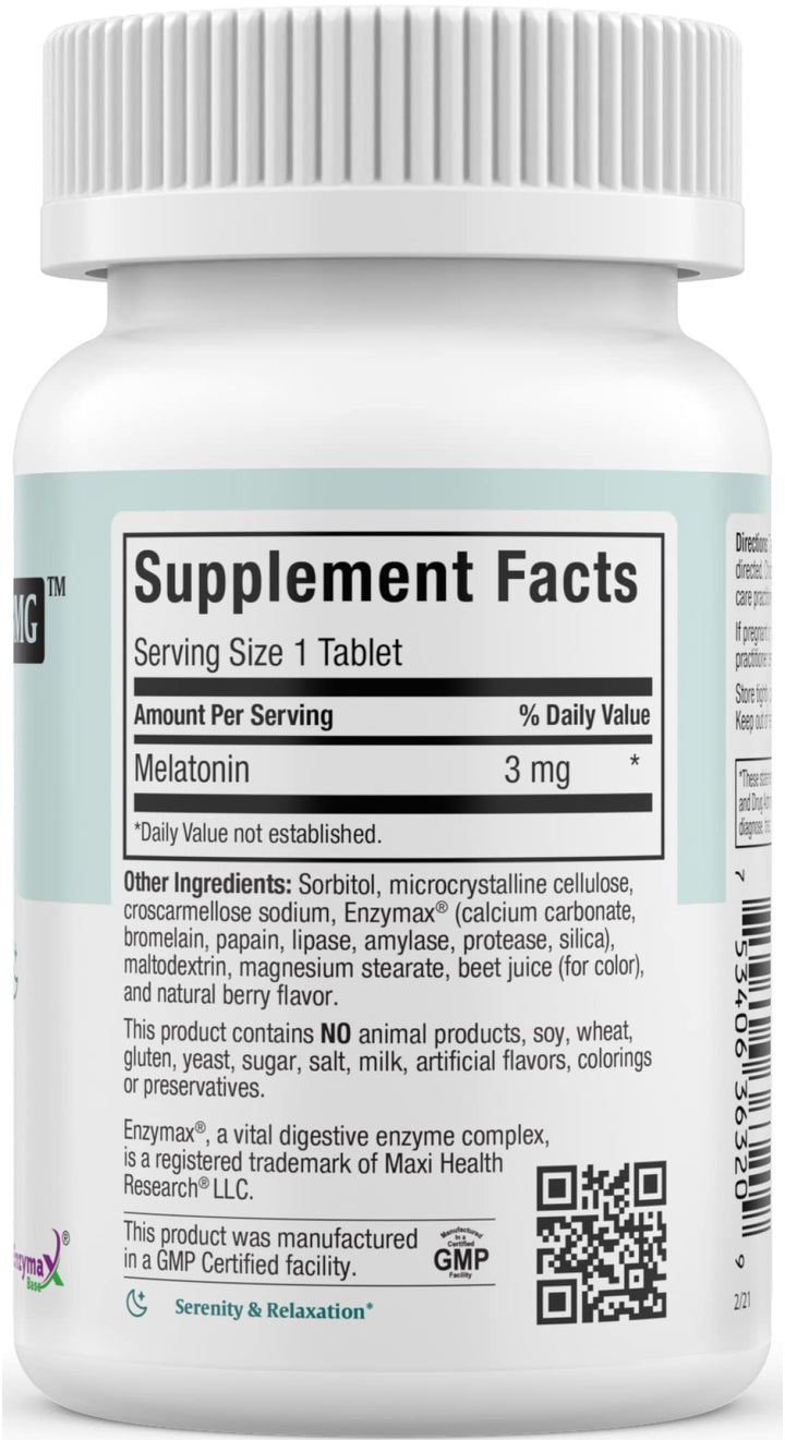Maxi Health Mel-O-Chew Chewable Melatonin, Berry, 3 mg, 200 Count