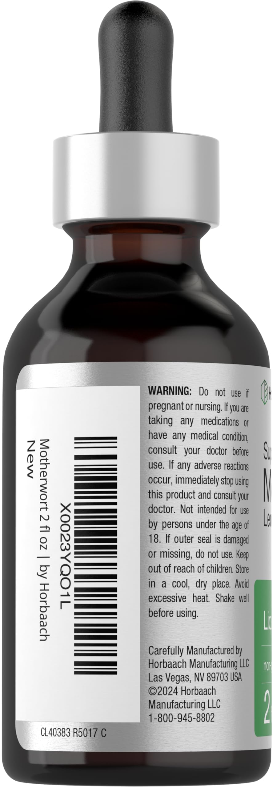 Horbäach Motherwort Herb Extract, Low Alcohol Liquid, 2 fl oz