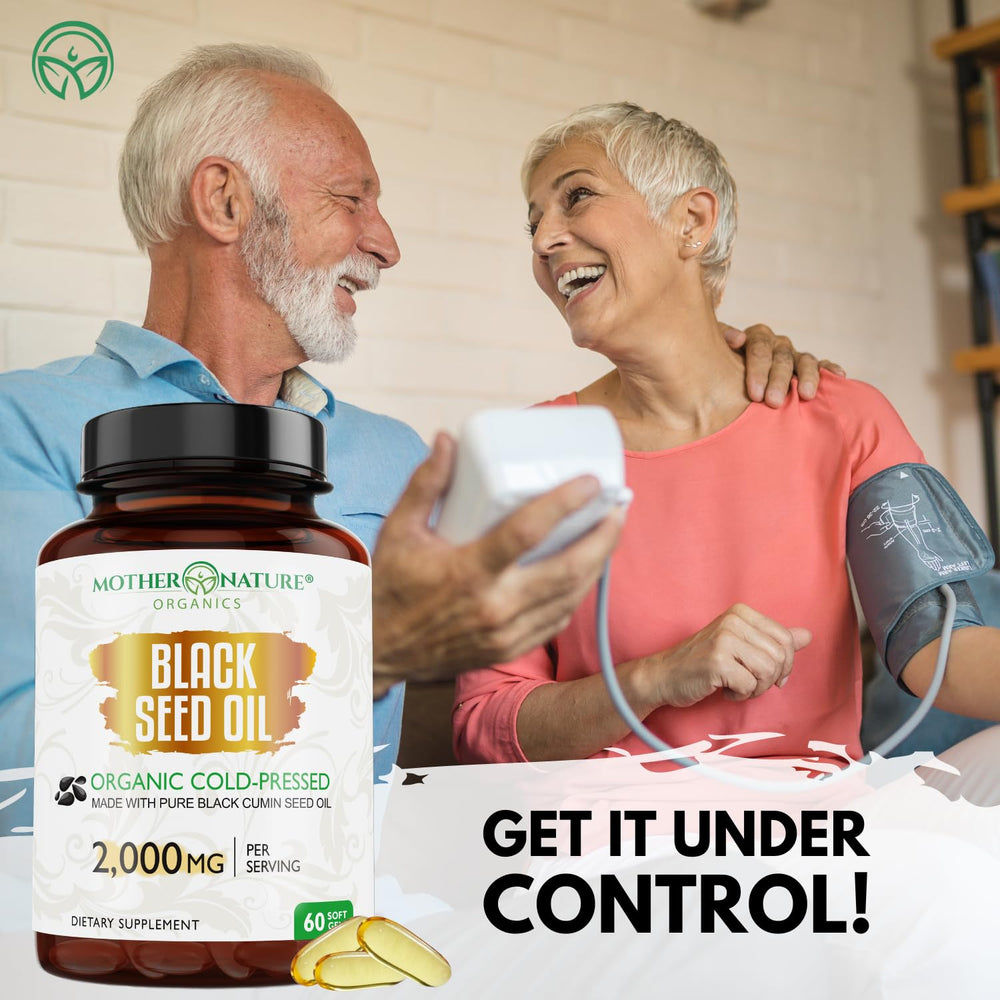 Mother Nature Organics Superfoods for Organic Living Black Seed Oil Capsules, 2000 mg, 180 Count