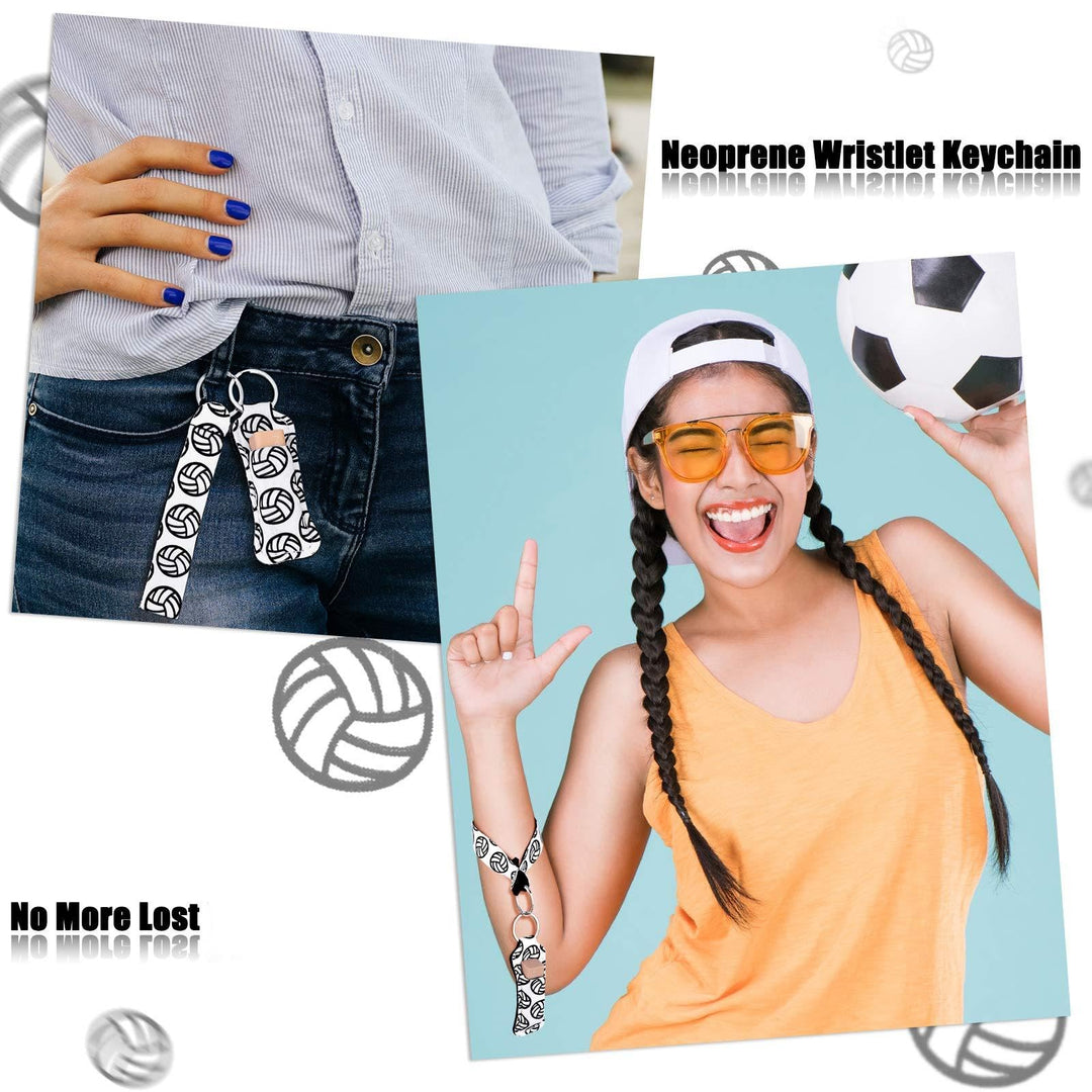 Patelai Volleyball Lipstick Holder Keychain Set, White, 20 Count