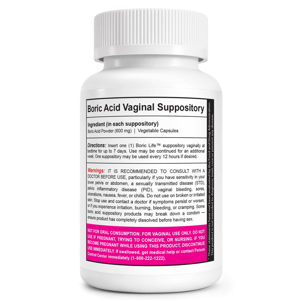 NutraBlast Boric Acid Vaginal Suppositories, 600 mg, 30 Count