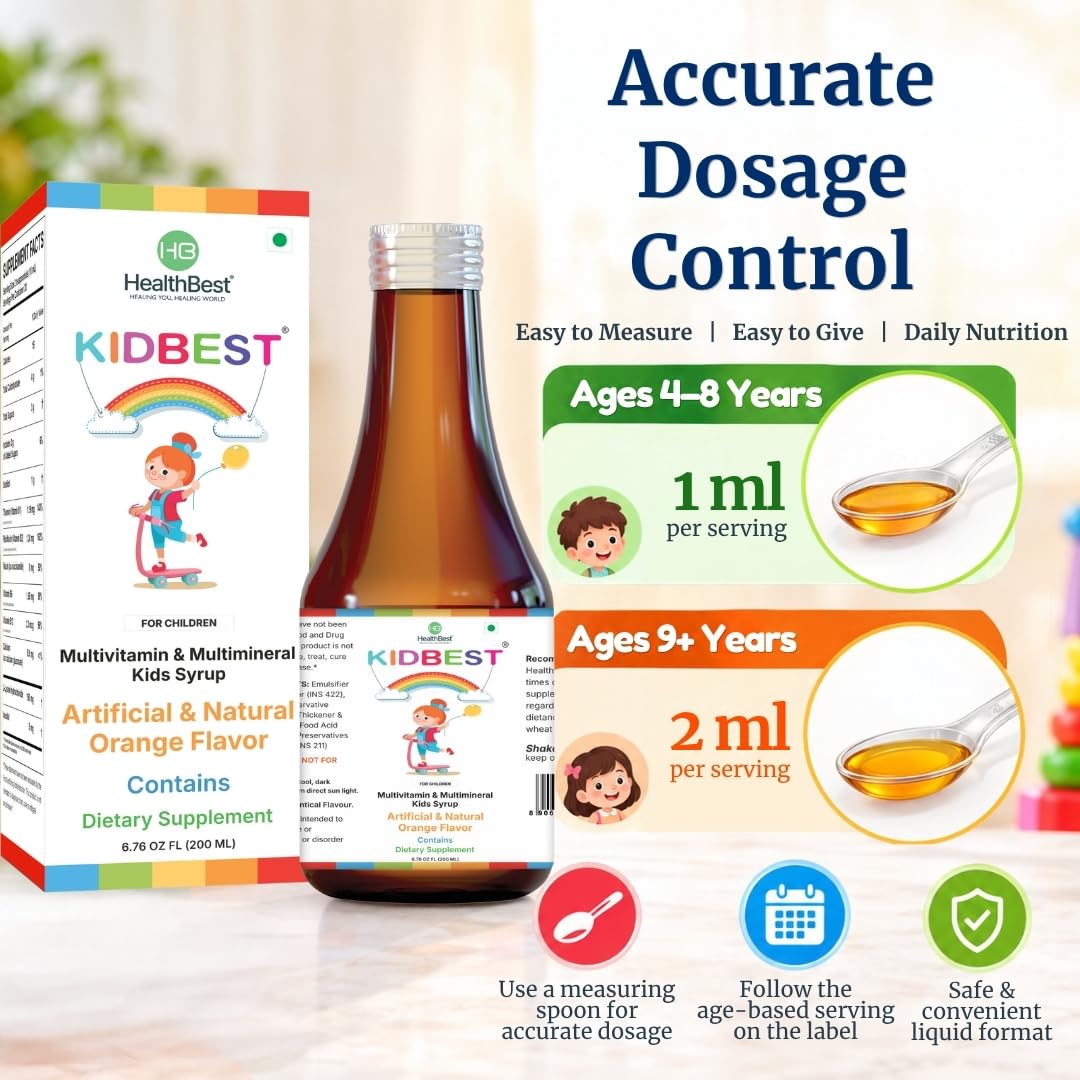 HealthBest Kidbest Multivitamin Syrup, 200 ml