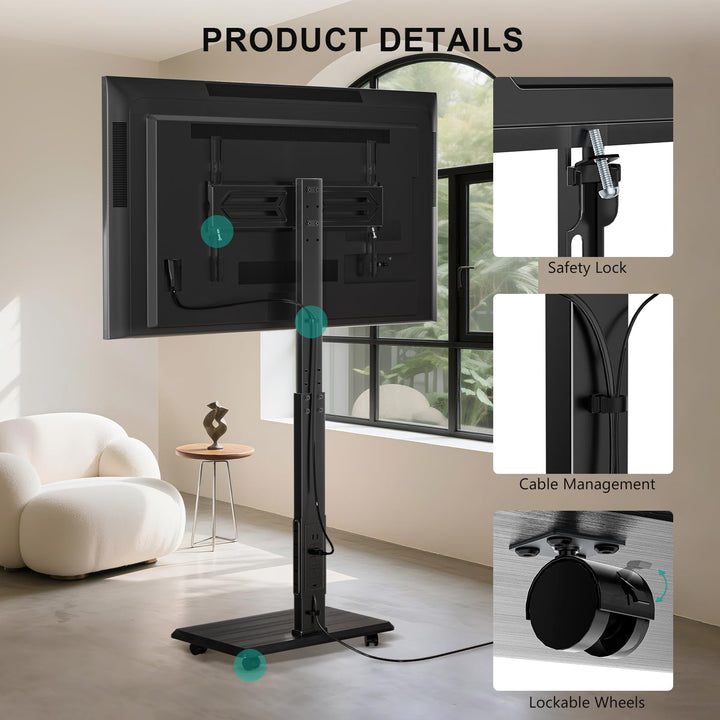 WALI Floor TV Stand, Black, 32-75 in