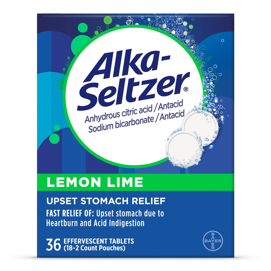 Alka-Seltzer Heartburn Relief Effervescent Tablets, Lemon Lime, 36 Count
