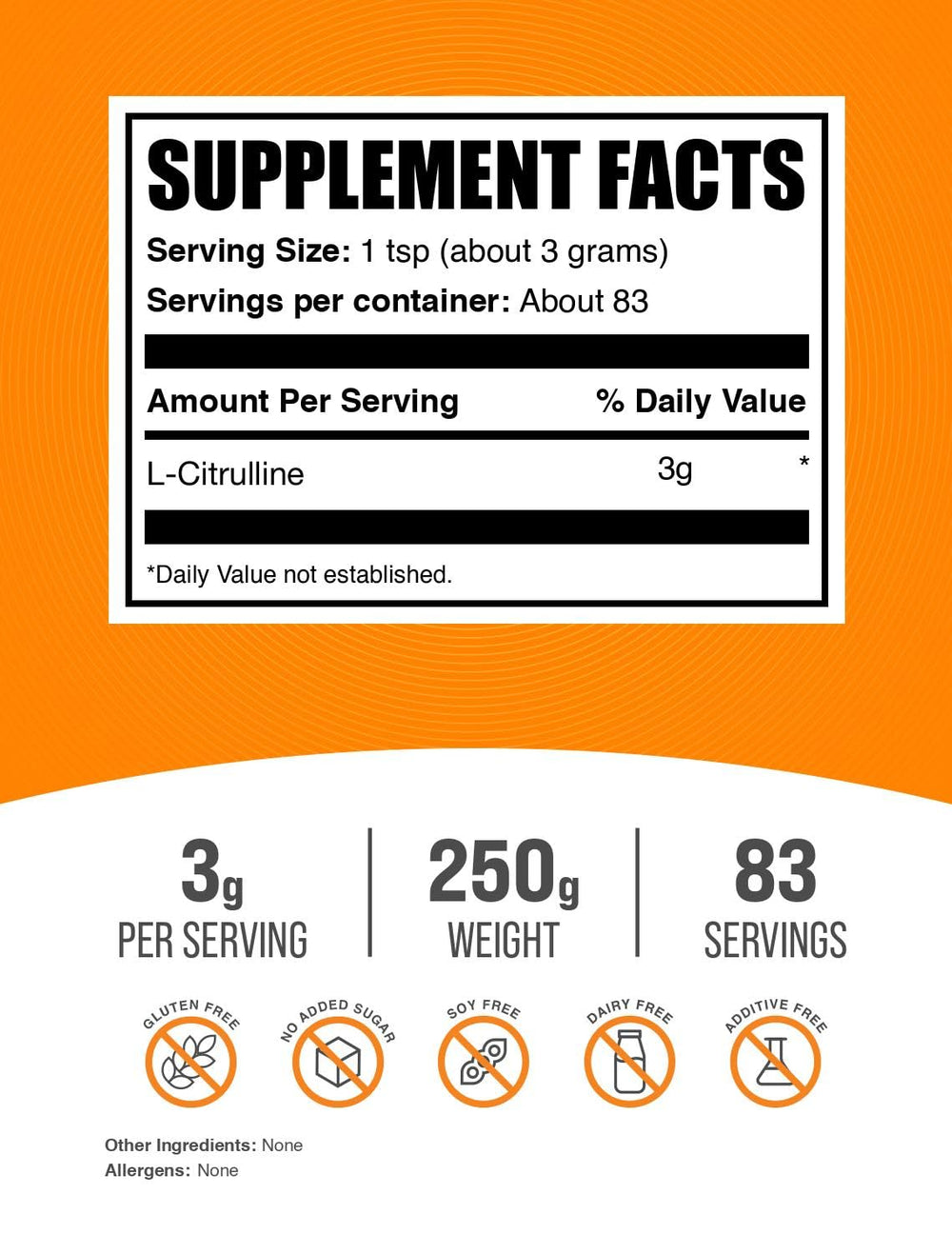 BulkSupplements L-Citrulline Powder, 250 g