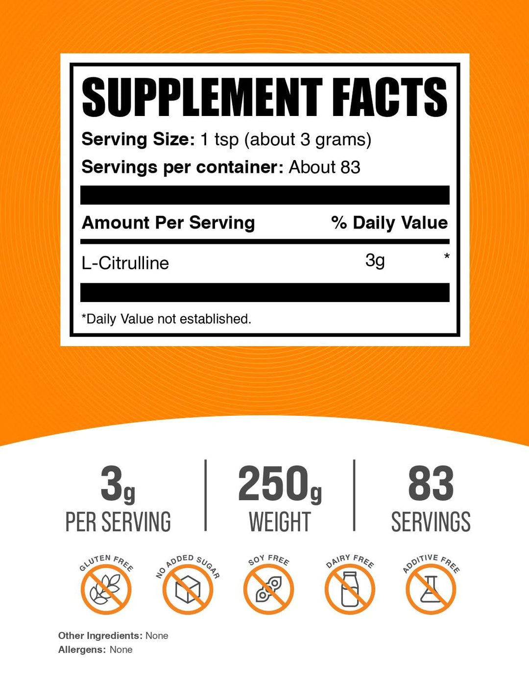BulkSupplements L-Citrulline Powder, 250 g