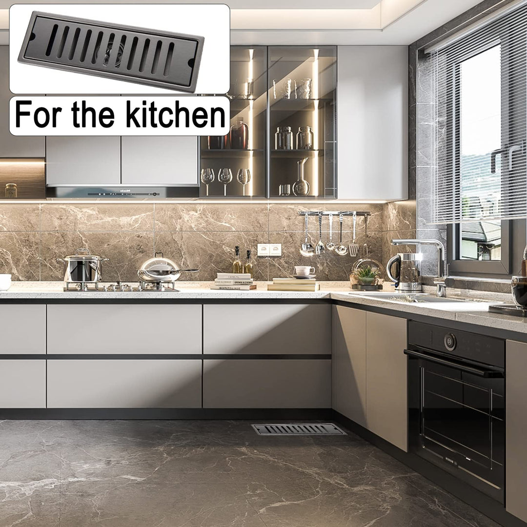 Fashionhome Linear Shower Drain, Gun Gray, 30 cm x 10 cm