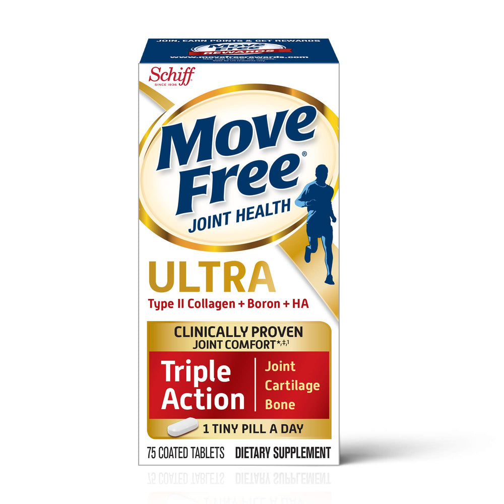 Move Free Ultra Triple Action Type II Collagen Boron And HA Tablets, 75 Count