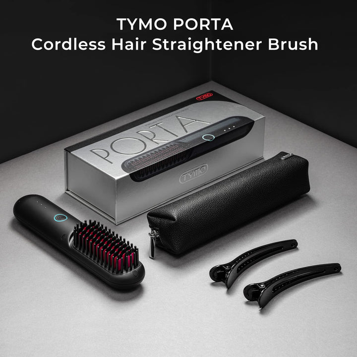 TYMO Porta Cordless Hair Straightener Brush, Black