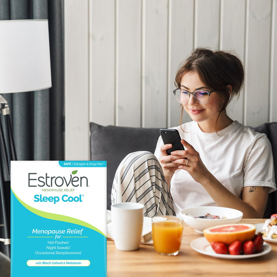 Estroven Sleep Cool for Hot Flash & Night Sweats Menopause Relief, 30 Count