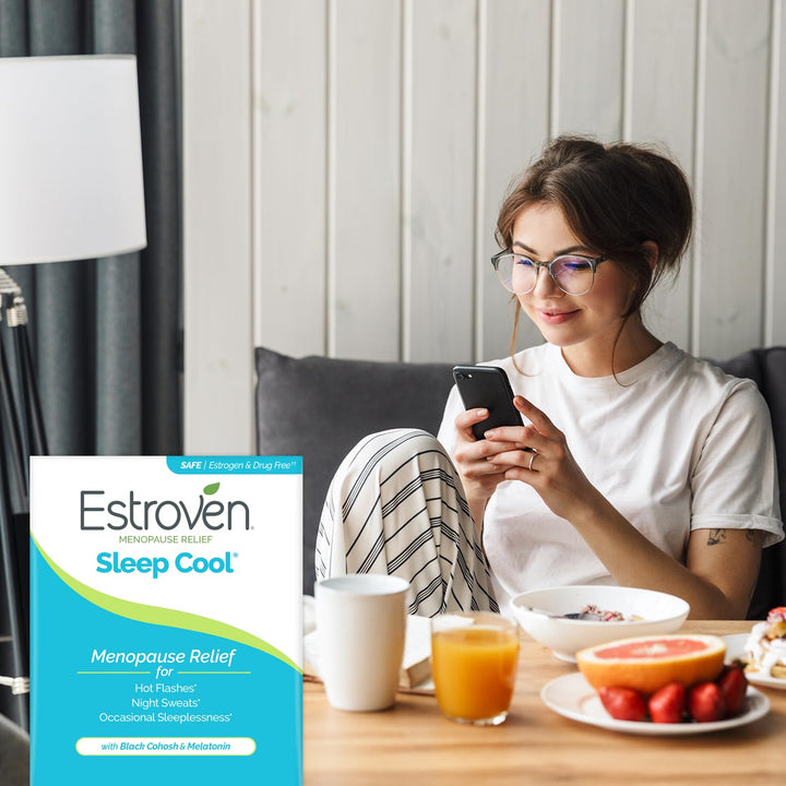 Estroven Sleep Cool for Hot Flash & Night Sweats Menopause Relief, 30 Count