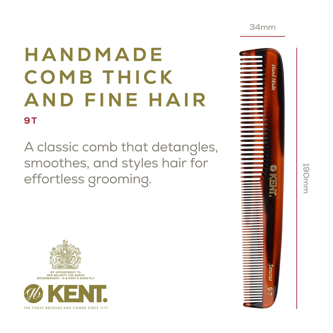 Kent 9T Handmade Dressing Table Comb, 190mm