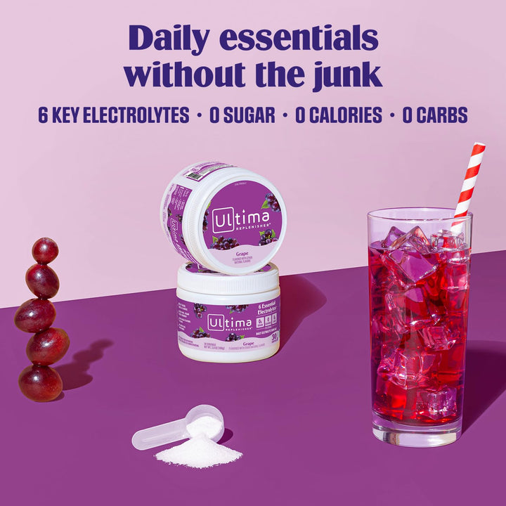 Ultima Replenisher Electrolyte Powder, Grape, 30 Count