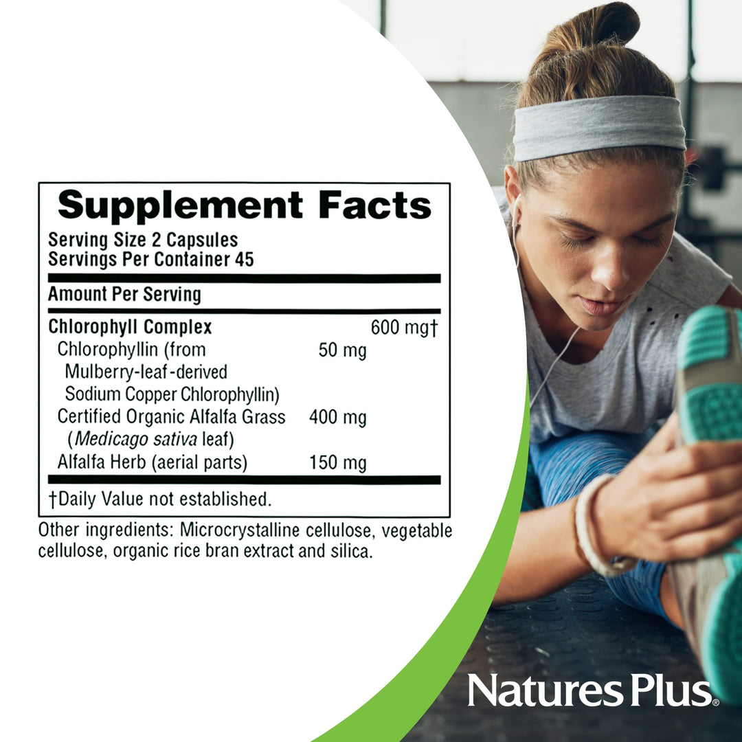 Natures Plus Chlorophyll Capsules, 600 mg, 90 Count