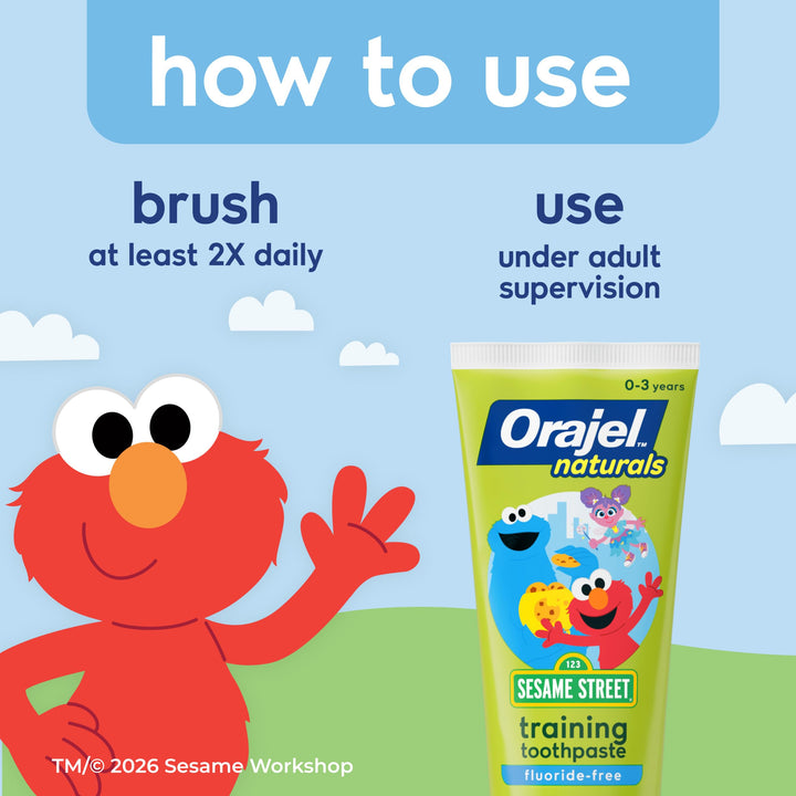 Orajel Naturals Sesame Street Kids Fluoride-Free Toothpaste, Berry, 1.5 oz