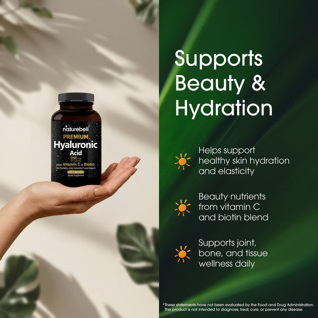 NatureBell Hyaluronic Acid Capsules, 250 mg, 240 Count
