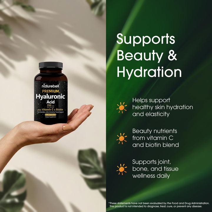 NatureBell Hyaluronic Acid Capsules, 250 mg, 240 Count