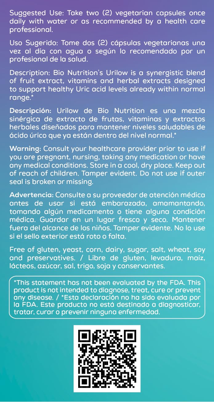 Bio Nutrition Urilow, 60 Count