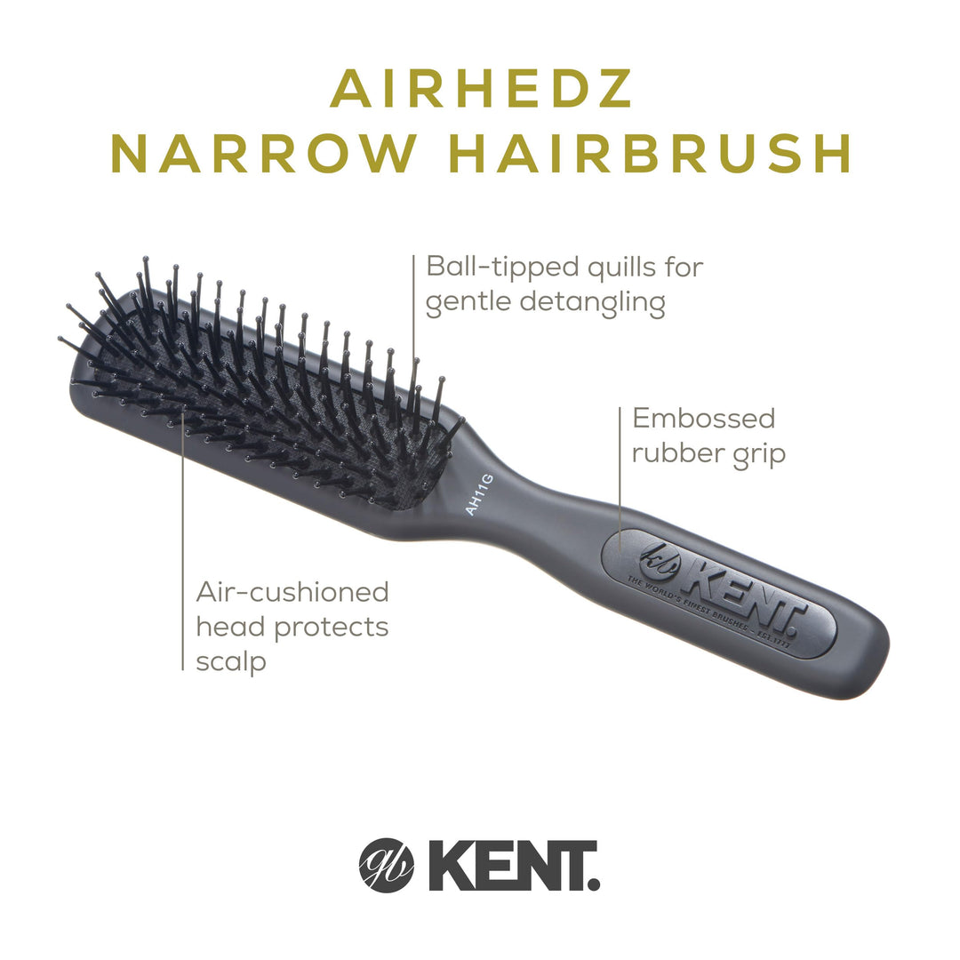 Kent Airhedz Pro Narrow Pin Hair Brush, Fine Pin, Grey