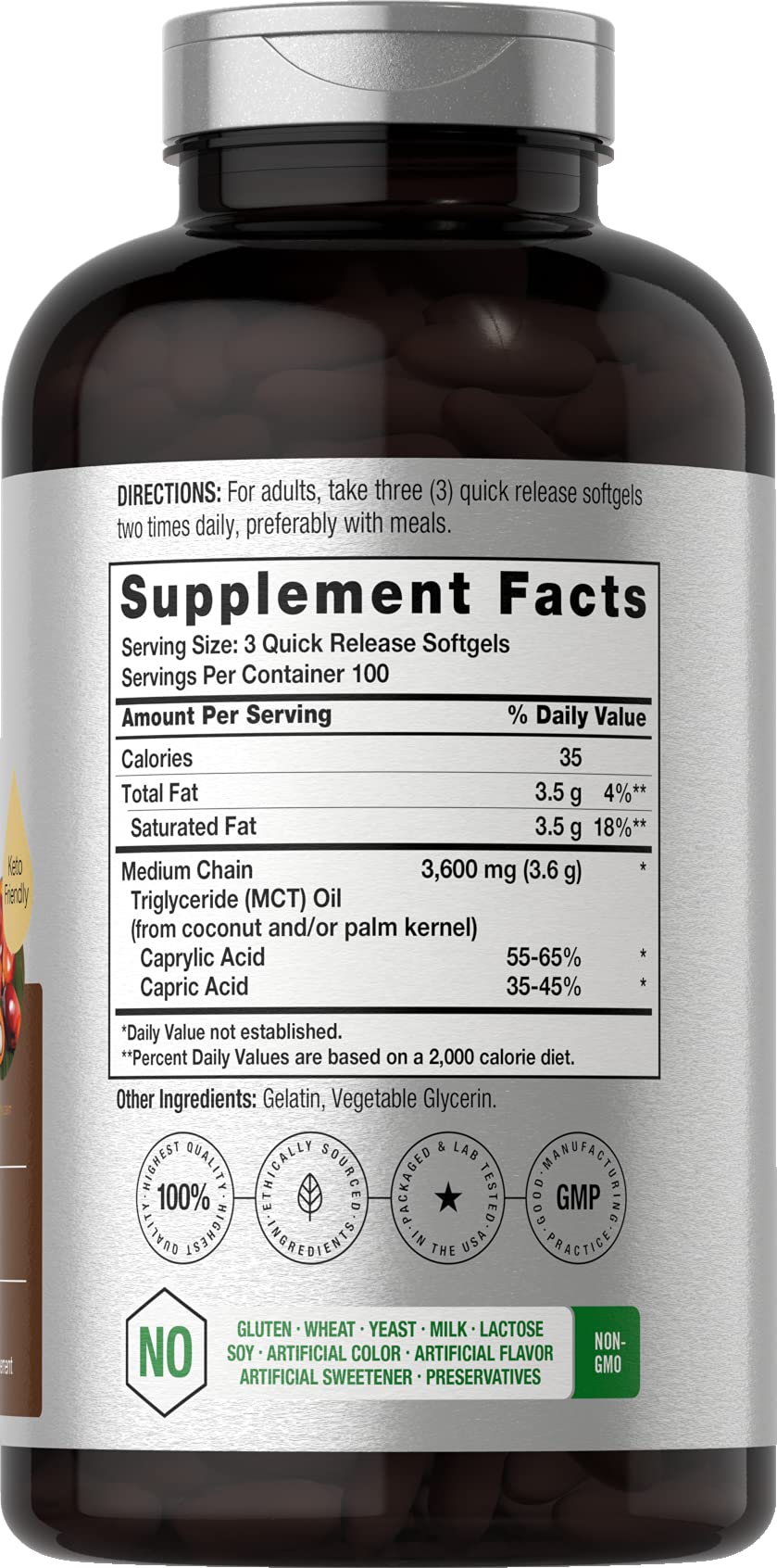 Horbäach MCT Oil Softgels, 3600 mg, 300 Count