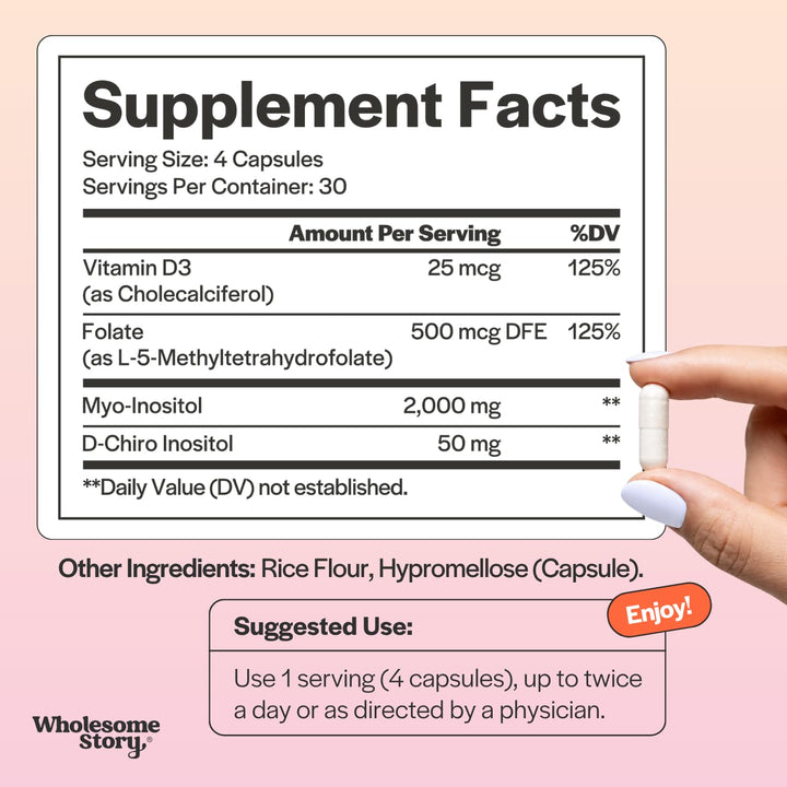 Wholesome Story Myo-Inositol & D-Chiro Inositol Capsules, 40:1 Ratio