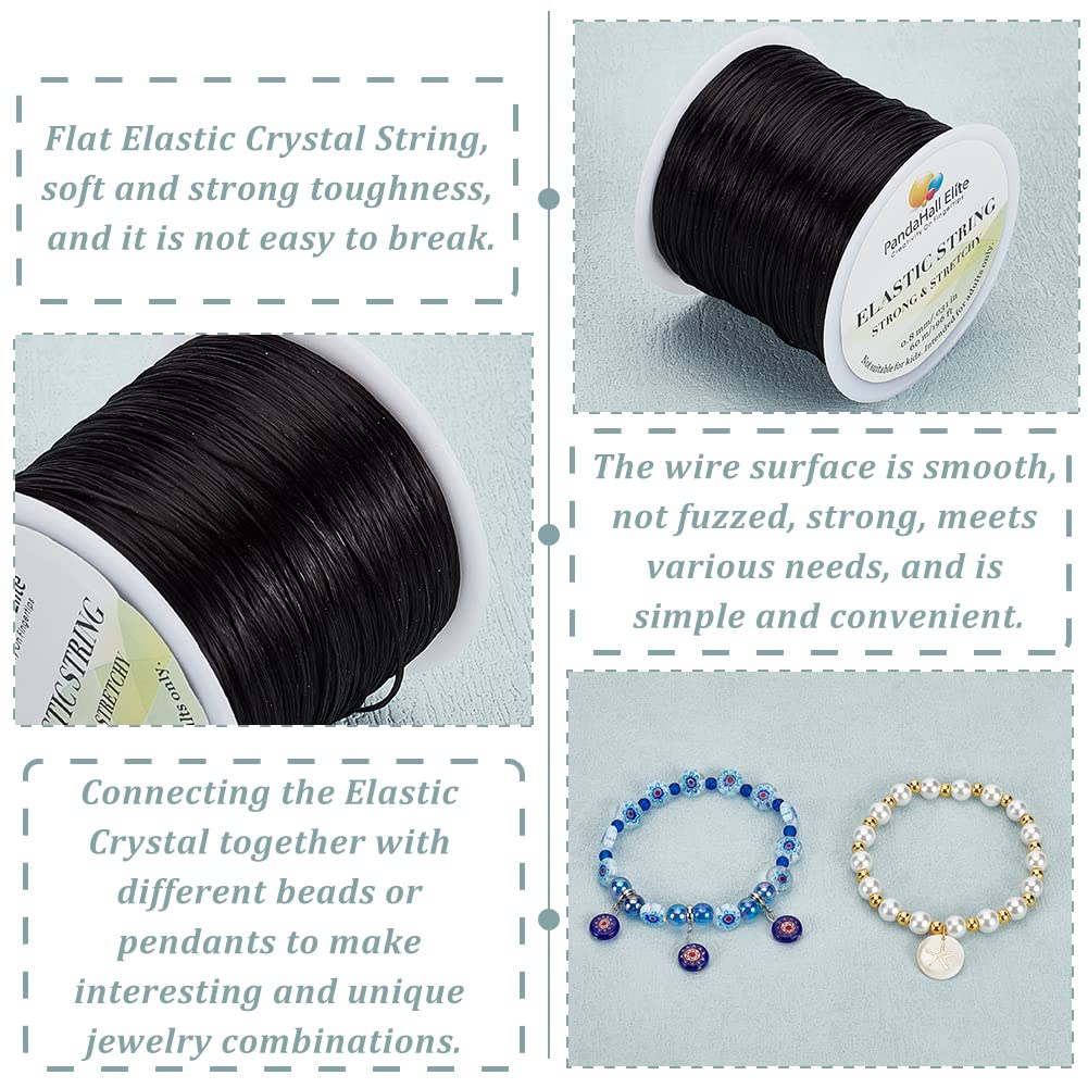PH PandaHall Elastic Stretch Polyester Thread, Black, 1 Roll