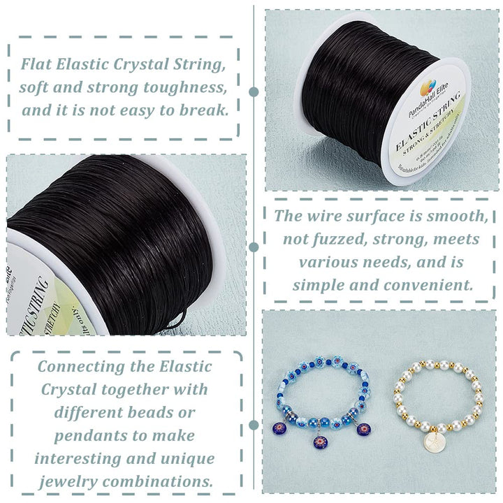 PH PandaHall Elastic Stretch Polyester Thread, Black, 1 Roll