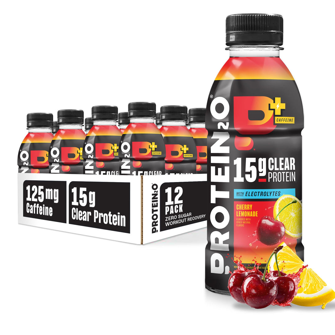 Protein2o Whey Protein Infused Water Plus Energy, Cherry Lemonade, 16.9 fl oz, Pack of 12
