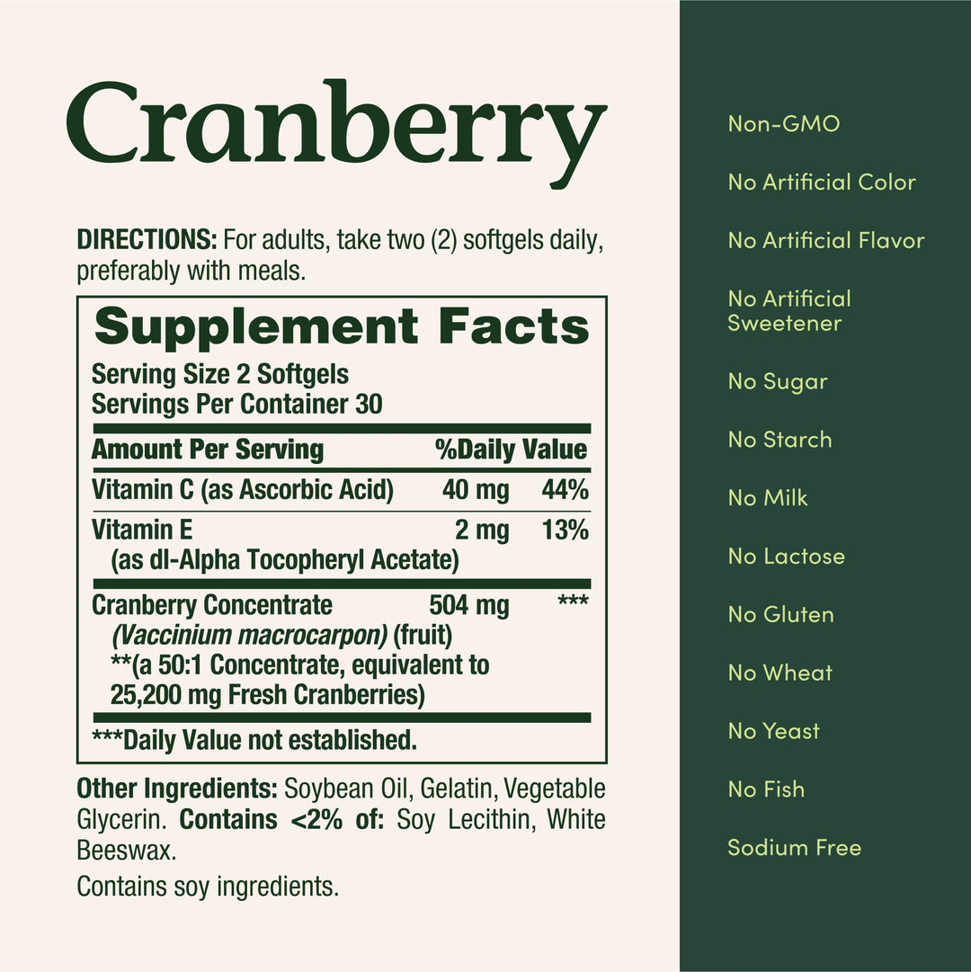 Nature's Bounty Cranberry Dietary Supplement, 25,200 mg, 60 Count