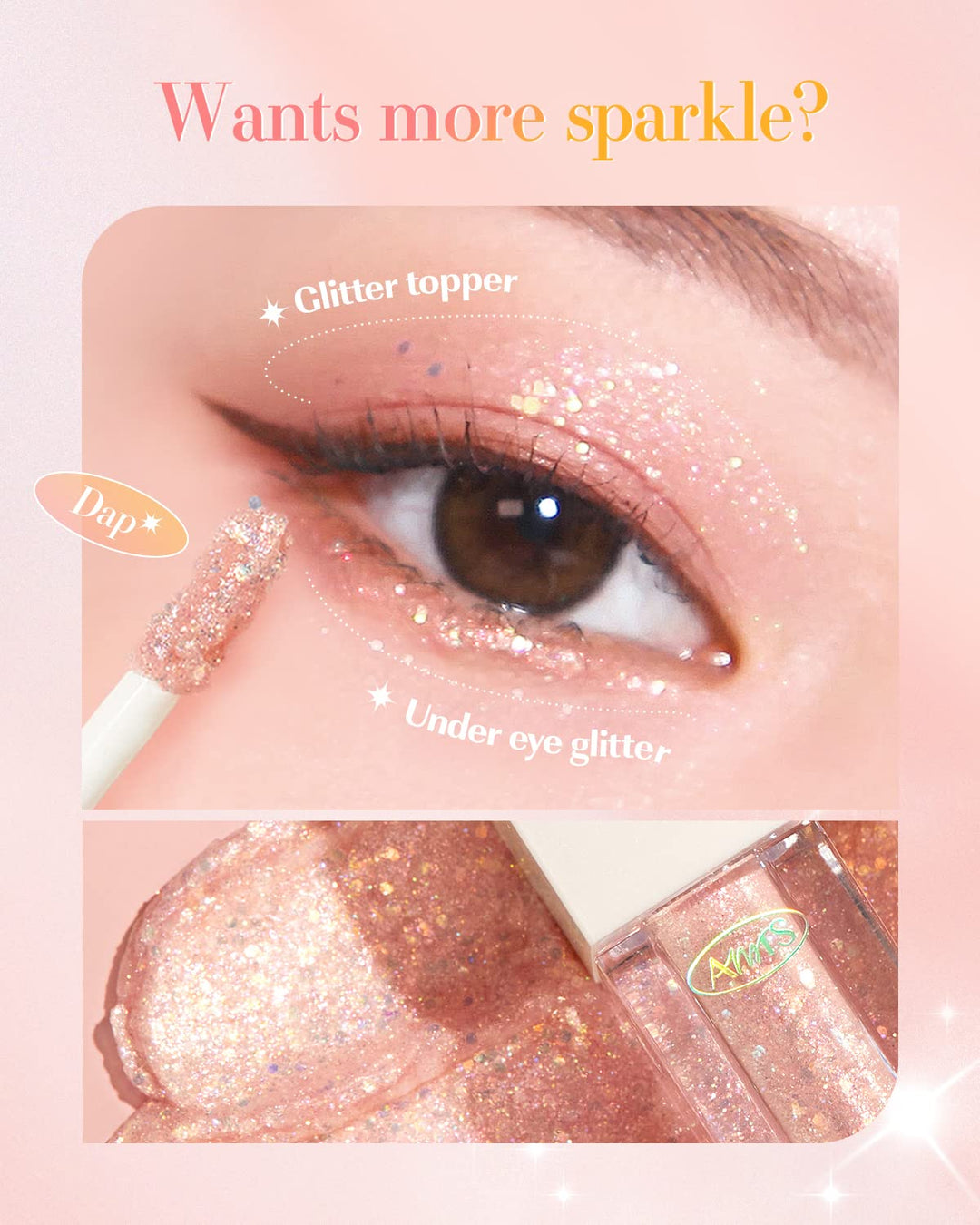 AMTS Webtoon True Beauty, Liquid Pink Gold Chunky Glitter Eyeshadow