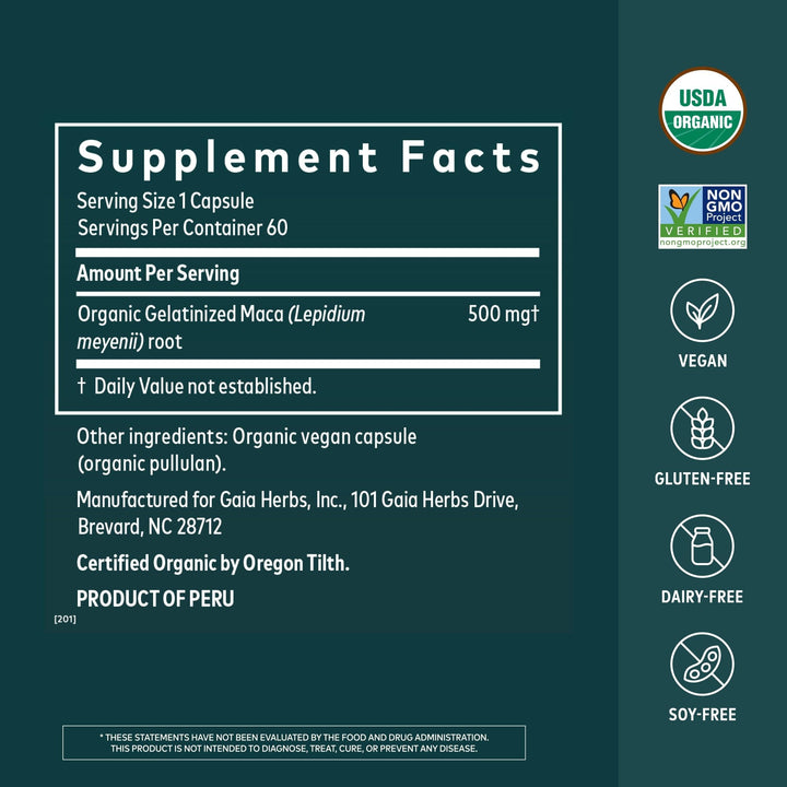 Gaia Herbs Maca Root, 60 Count