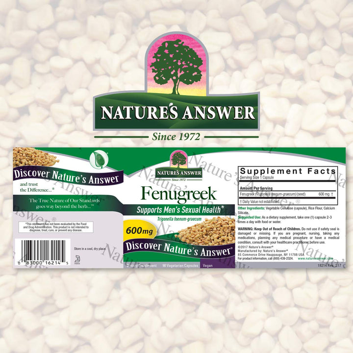 Nature's Answer Fenugreek Seed Vegetarian Capsules, 90 Count