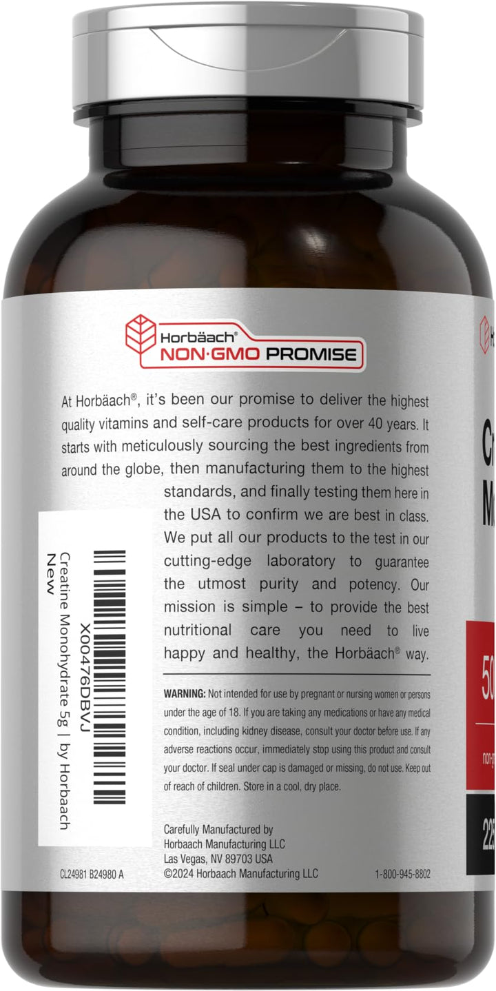Horbäach Creatine Monohydrate Capsules, 5 g, 225 Count