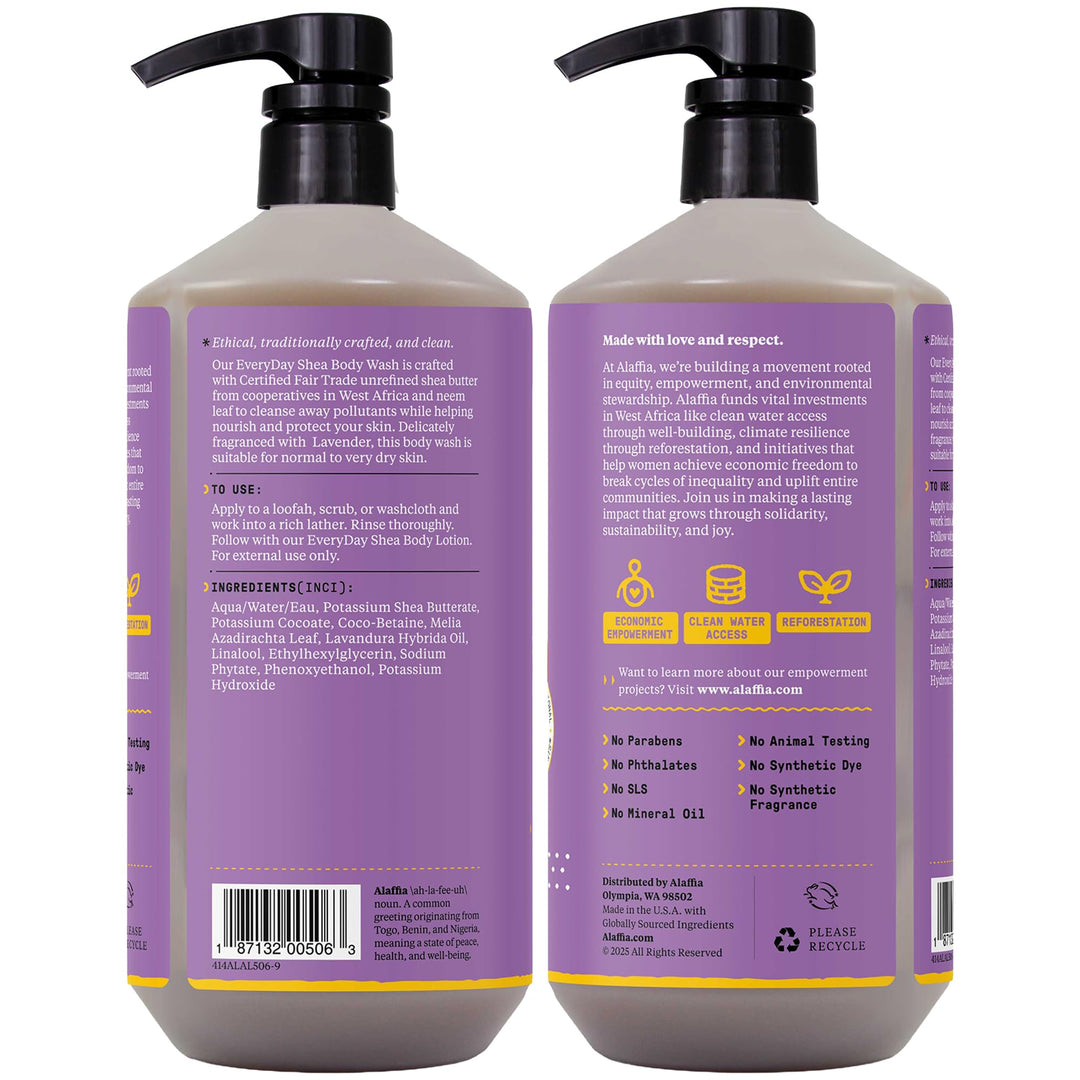 Alaffia EveryDay Shea Body Wash, Lavender, 32 fl oz