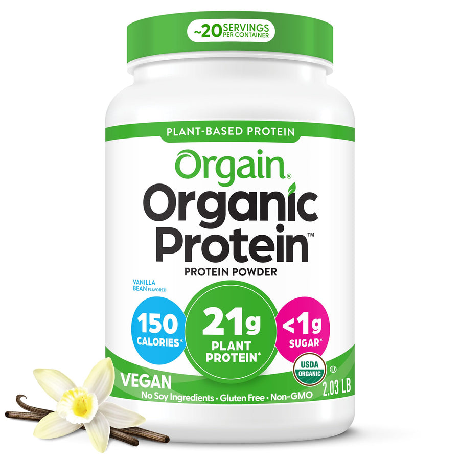 Orgain Organic Plant Based Protein Powder, Vanilla Bean, 2.03 lb