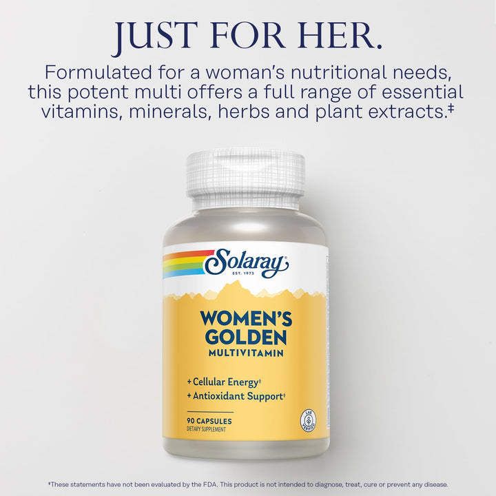 SOLARAY Women's Golden Multivitamin Capsules, 90 Count
