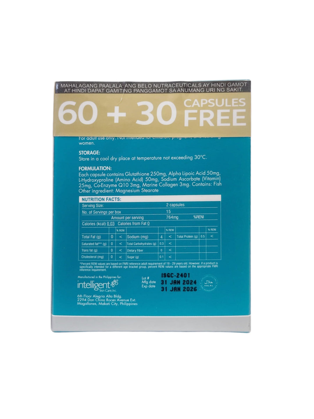 Belo Nutaceuticals Glutathione + Collagen