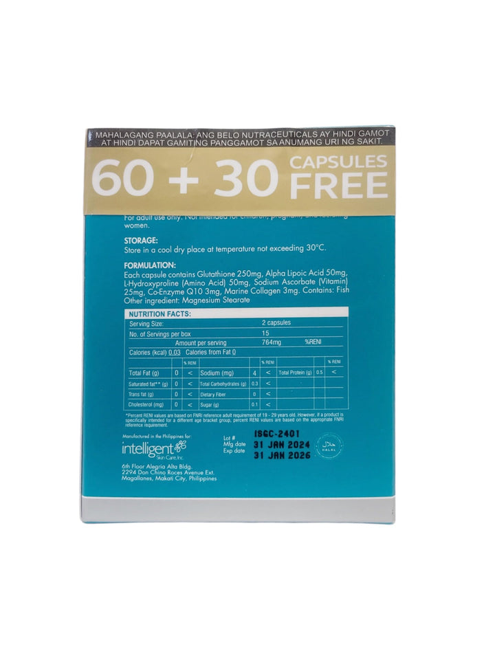Belo Nutaceuticals Glutathione + Collagen