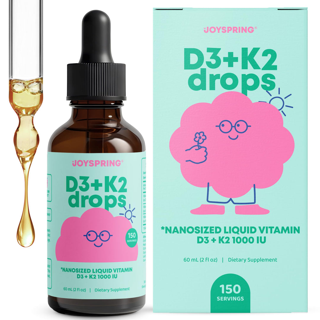 JoySpring Vitamin D3 K2 Liquid Drops, 1000 IU, 360 Servings