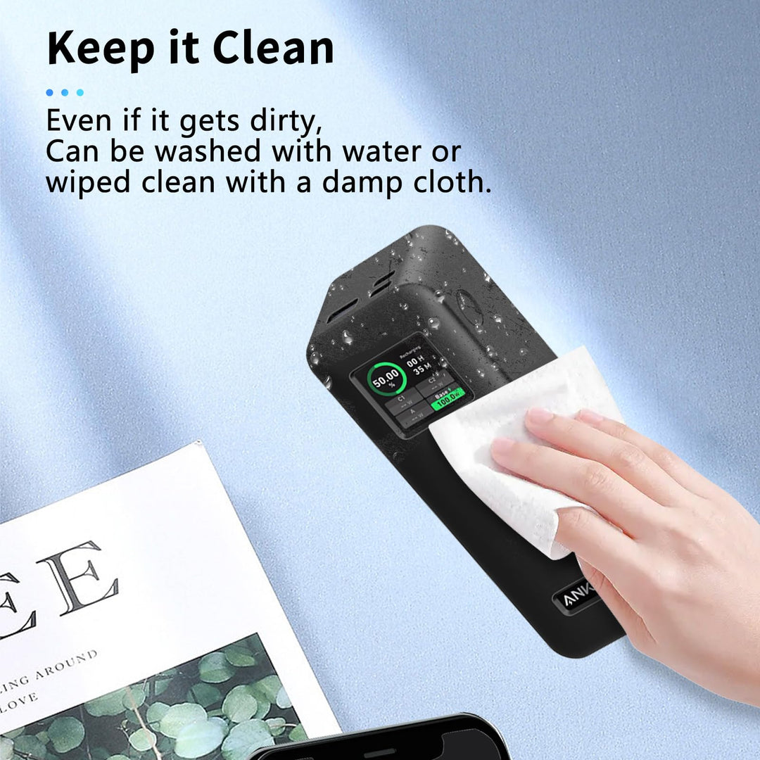 NOUKAJU Silicone Case for Anker Prime Power Bank and Charging Base, Black