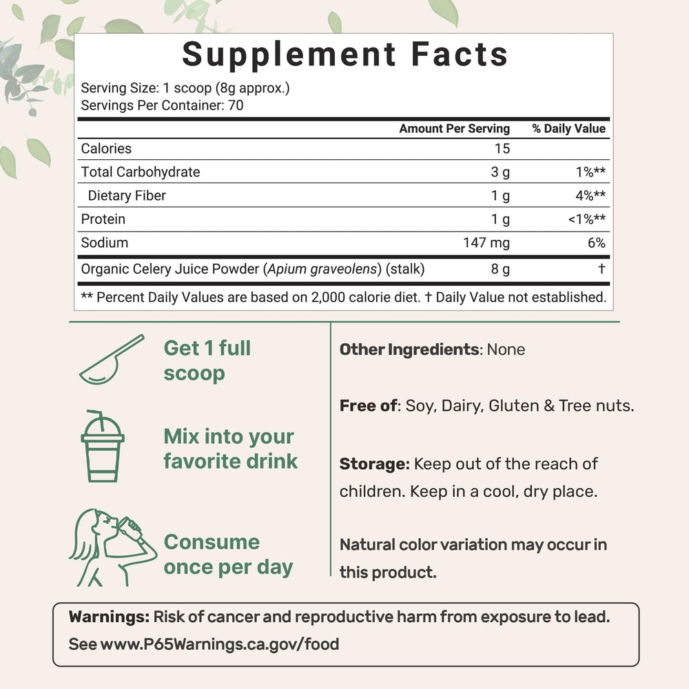 Micro Ingredients Celery Juice Powder, Organic, 20 oz