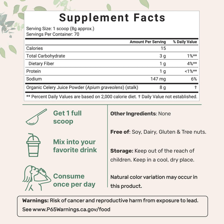 Micro Ingredients Celery Juice Powder, Organic, 20 oz