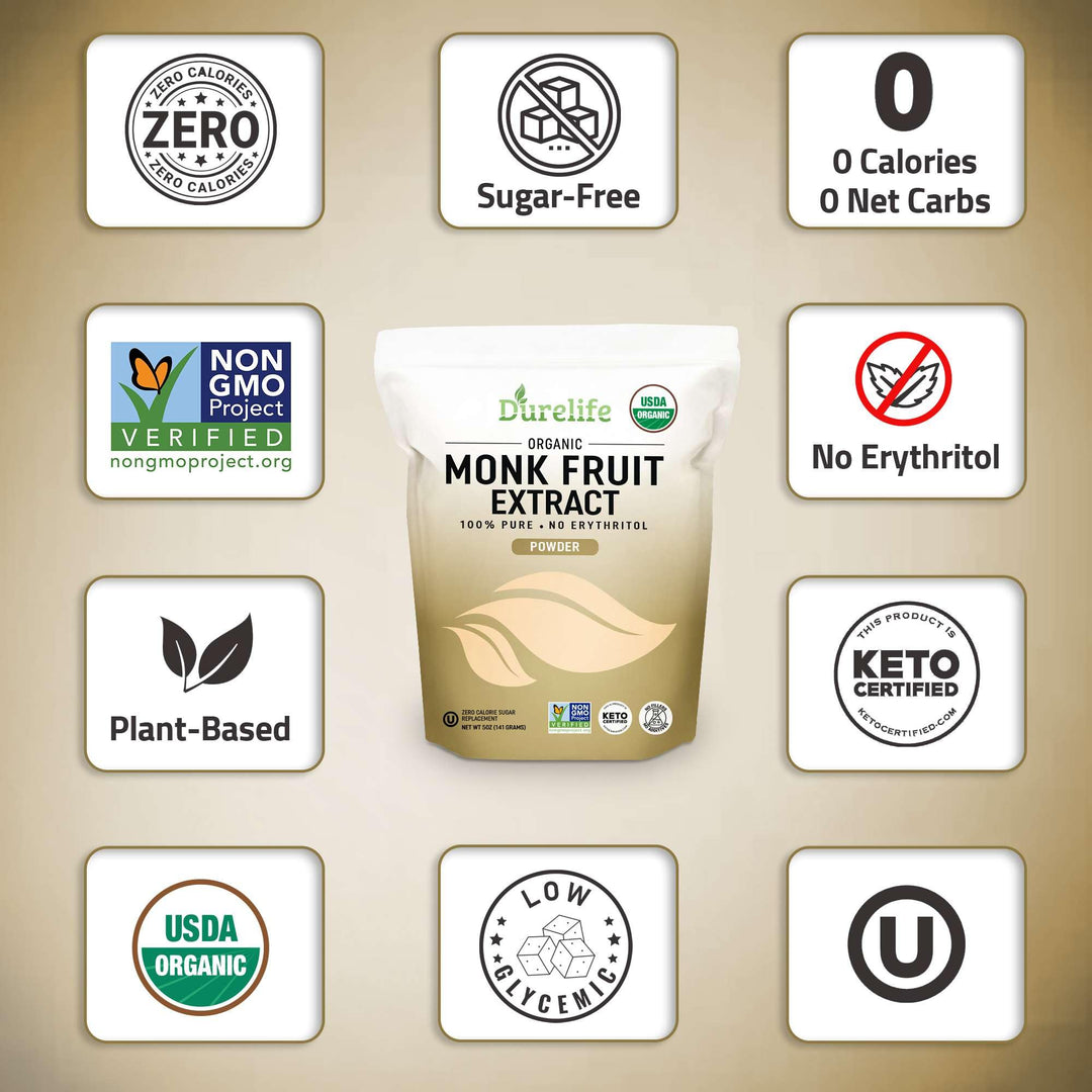 DureLife Organic Pure Monk Fruit Sweetener, 0 Calorie