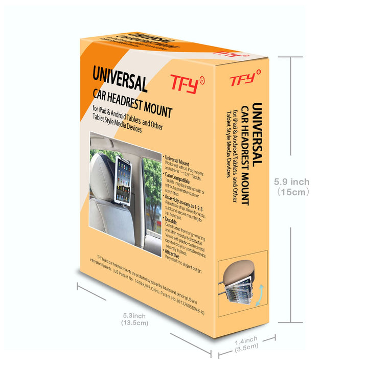 TFY Universal Car Headrest Mount Holder with Adjustable Clamp, 6-12.9 in