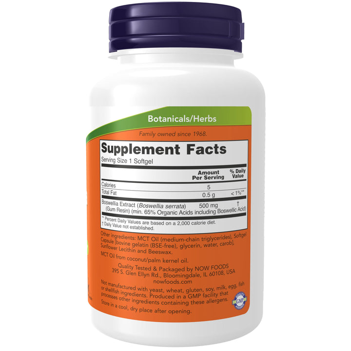 NOW Boswellia Extract 500 mg Softgels, 90 Count