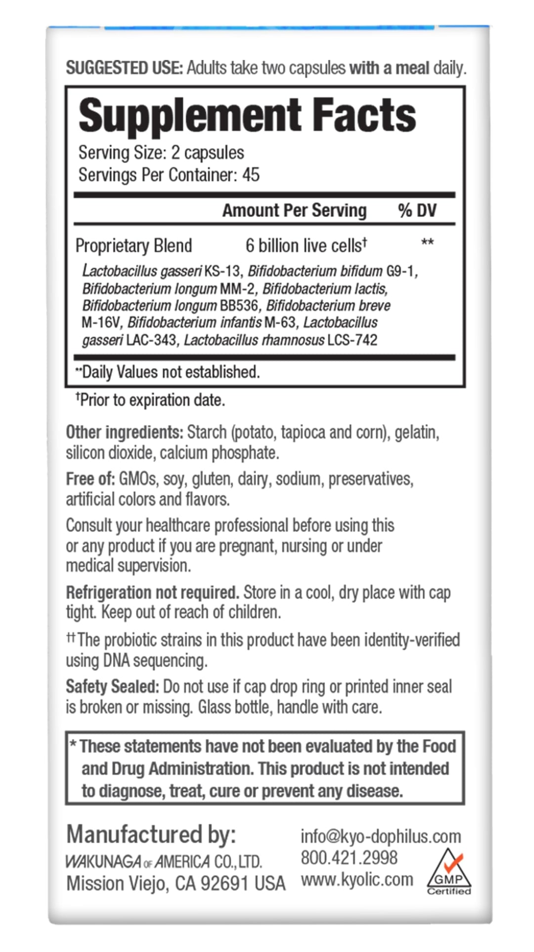 Kyolic Kyo-Dophilus 9 Probiotic, 90 Count