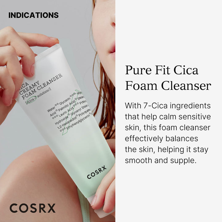 COSRX Pure Fit Cica Creamy Foam Mild Cleanser, 5.07 fl oz