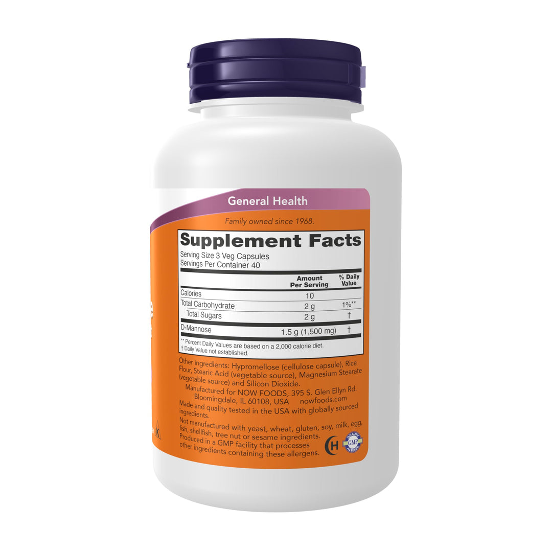 NOW D-Mannose 500 mg, 120 Count