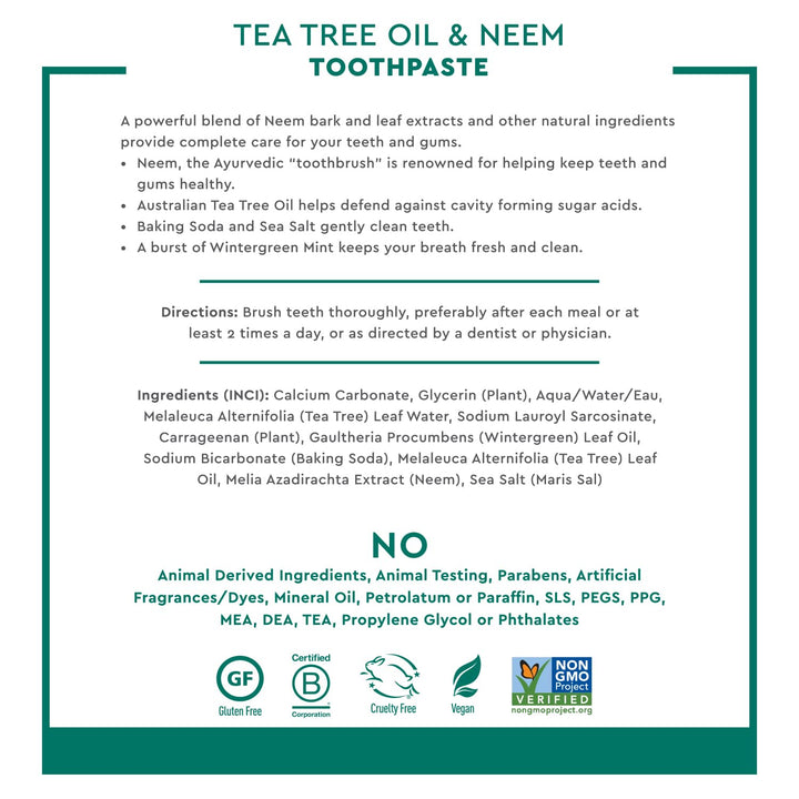 Desert Essence Toothpaste, Tea Tree Oil & Neem Wintergreen, 6.25 oz