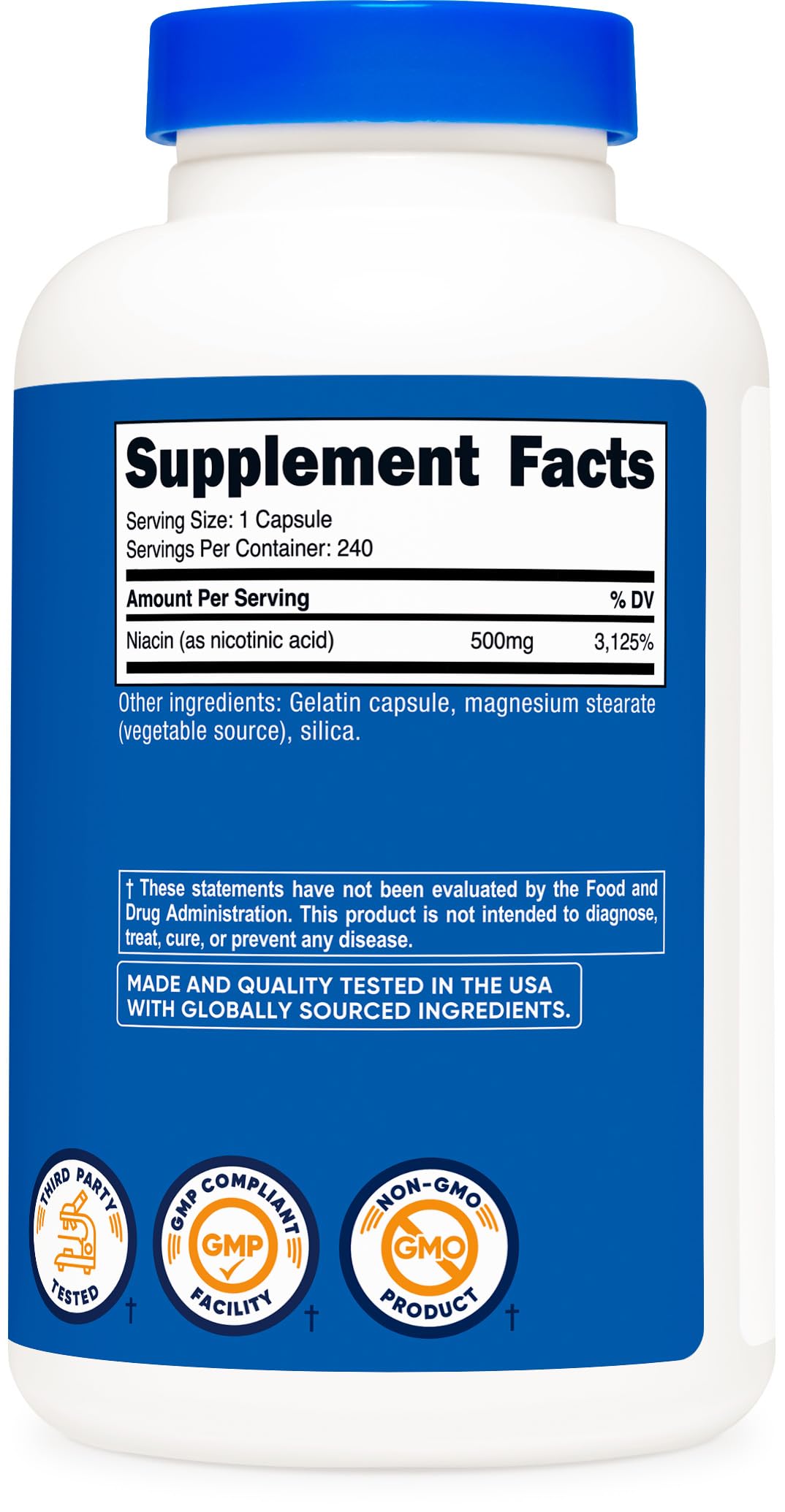 Nutricost Niacin Vitamin B3, 500 mg, 240 Count